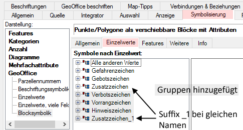 Layer Verkehrszeichen 1 - Gruppen hinzufügen/umbenennen