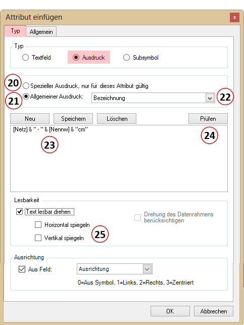 Attribut einfügen - Typ Ausdruck Attribut einfügen - Typ Ausdruck