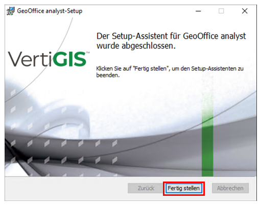 GeoOffice analyst Setup - Fertig stellen GeoOffice analyst Setup - Fertig stellen