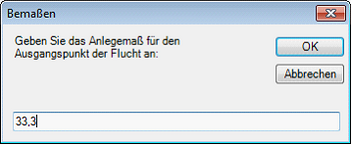 Anlegemaß (numerisch) eingeben