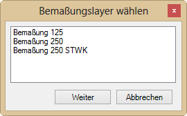 Bemaßungslayer - Auswahl