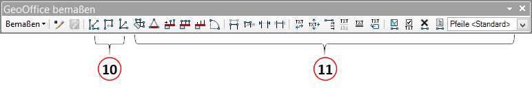 Werkzeugleiste GeoOffice bemaßen mit Lizenz