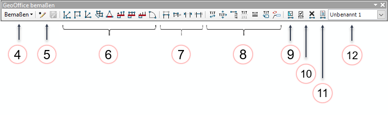 Werkzeugleiste: GeoOffice bemaßen