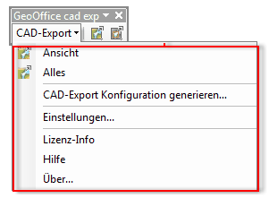 CAD-Export Menü CAD-Export Menü