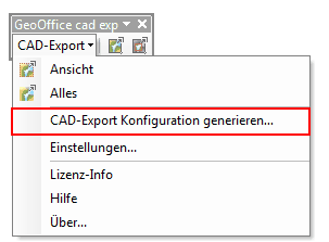 CAD-Export Konfiguration generieren CAD-Export Konfiguration generieren