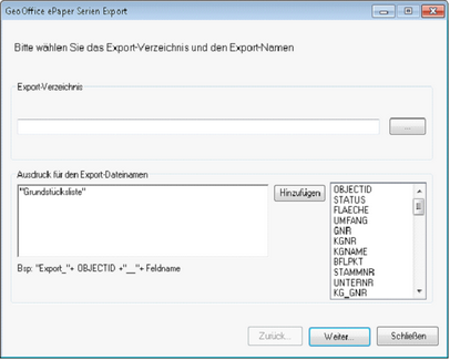 GeoOffice ePaper Serien Export Dialog GeoOffice ePaper Serien Export Dialog