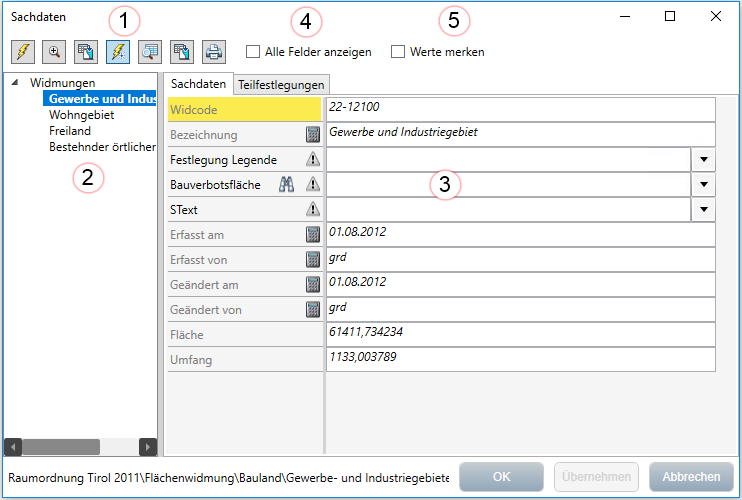  Sachdaten - Editieren