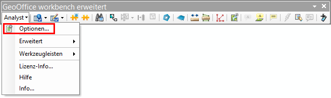 Aufruf der GeoOffice Optionen mit GeoOffice analyst