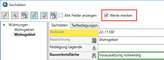  Werte merken - grüner Rahmen