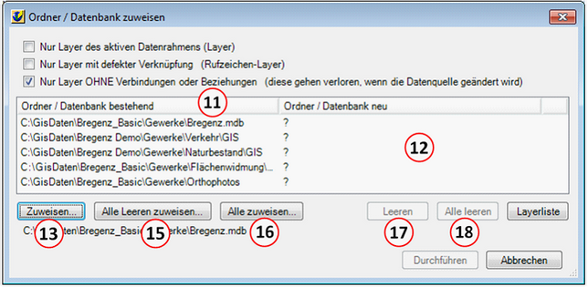 Ordner/Datenbank zuweisen