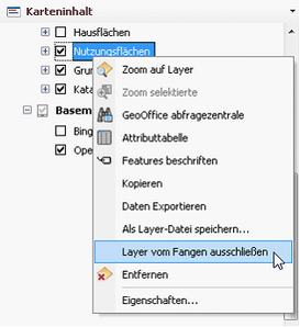 Layer vom Fang ausschließen