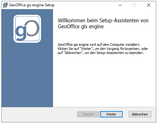 GeoOffice gis engine Setup  -  Willkommen