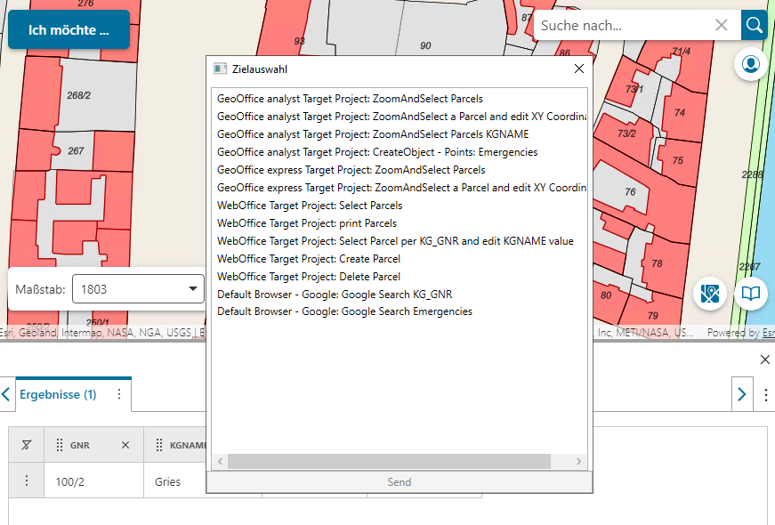 Zielauswahldialog VertiGIS Studio Web Zielauswahldialog VertiGIS Studio Web