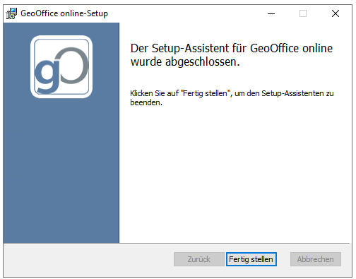 GeoOffice online Setup - Fertig stellen GeoOffice online Setup - Fertig stellen