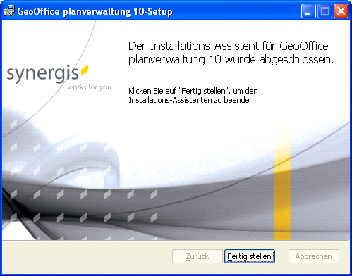 GeoOffice Planverwaltung Setup – Fertig stellen