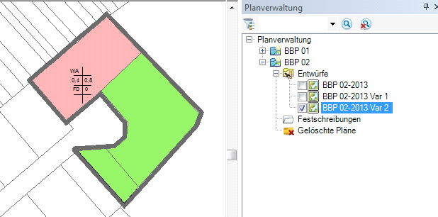Inhaltsverzeichnis der Planverwaltung Varianten