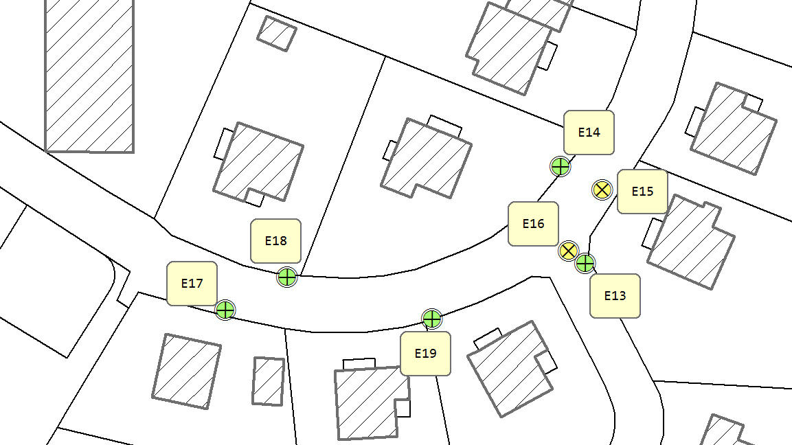 Ergebnis Punktimport - Objekte beschriftet