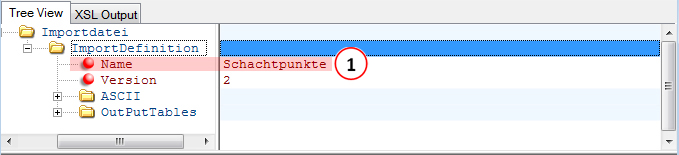 Konfiguration - Name der Importdefinition