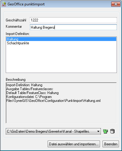 Dialog: GeoOfficePunktimport Dialog: GeoOfficePunktimport