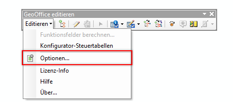 GeoOffice editieren Werkzeugleiste > Optionen