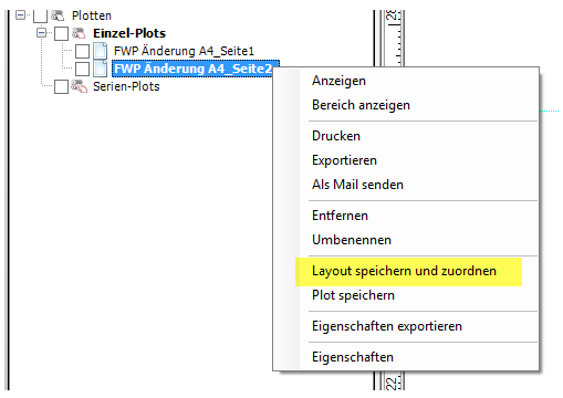 Plot FWP Änderung A4_Seite2 - Layout speichern und zuordnen
