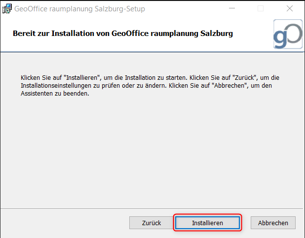 GeoOffice raumplanung 10.9 Setup  -  Installieren *