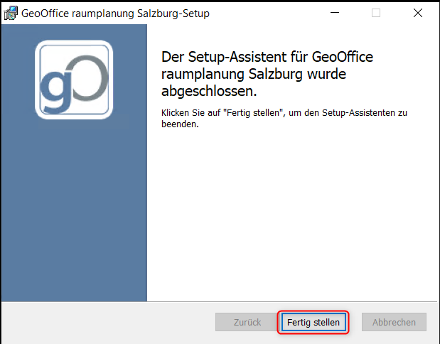 GeoOffice raumplanung 10.9 Setup  -  Fertigstellen *