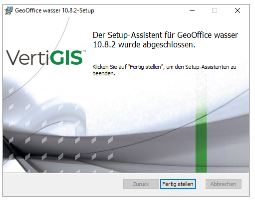 GeoOffice wasser Setup  - Fertig stellen