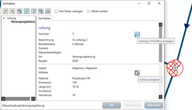 Sachdatendialog mit LiveLink-Funktionalität