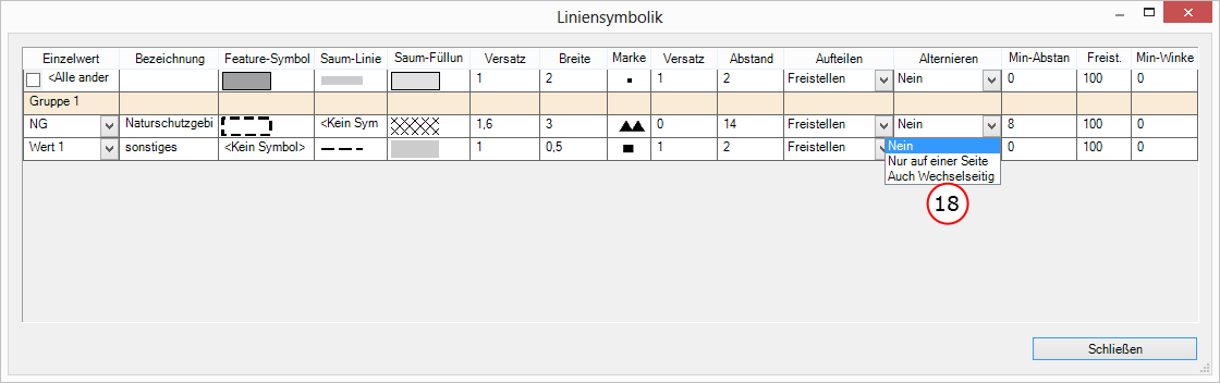 Einstellung: Alternieren