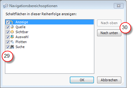 Navigationsbereichsoptionen