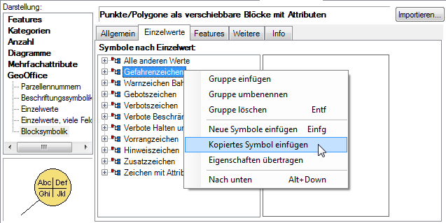 Kopiertes Symbol einfügen