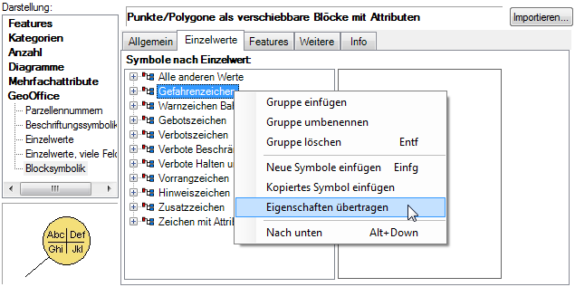 Eigenschaften übertragen