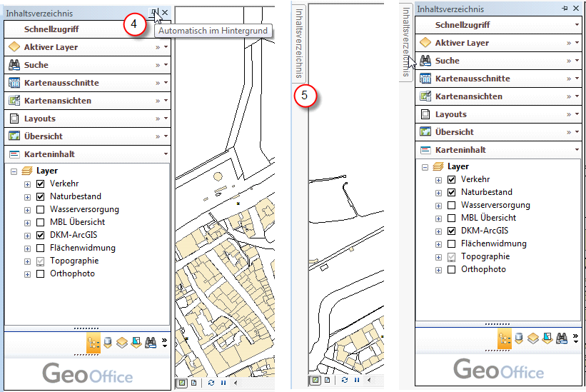 Wechsel Hide-Modus                                                   Hide-Modus                                       aufgeklappt