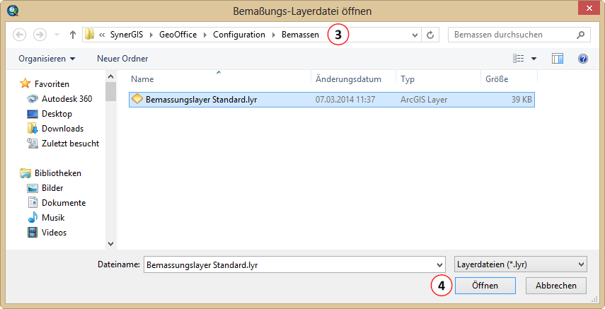 Bemaßungs-Layerdatei öffnen