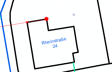 Fluchtlinie um 180° gedreht.