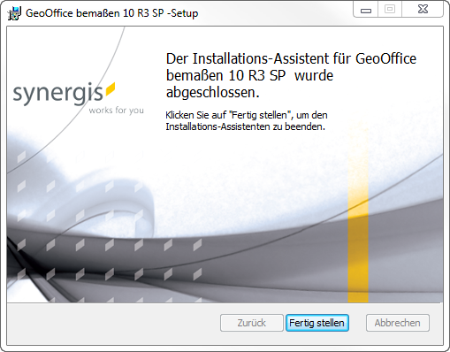 GeoOffice bemaßen Setup - Fertig stellen