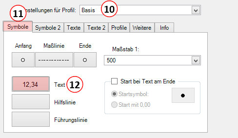 Reiter Symbole für das Profil Basis. Reiter Symbole für das Profil Basis.