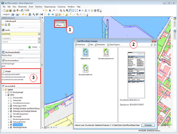 Benutzeroberfläche GeoOffice ePaper