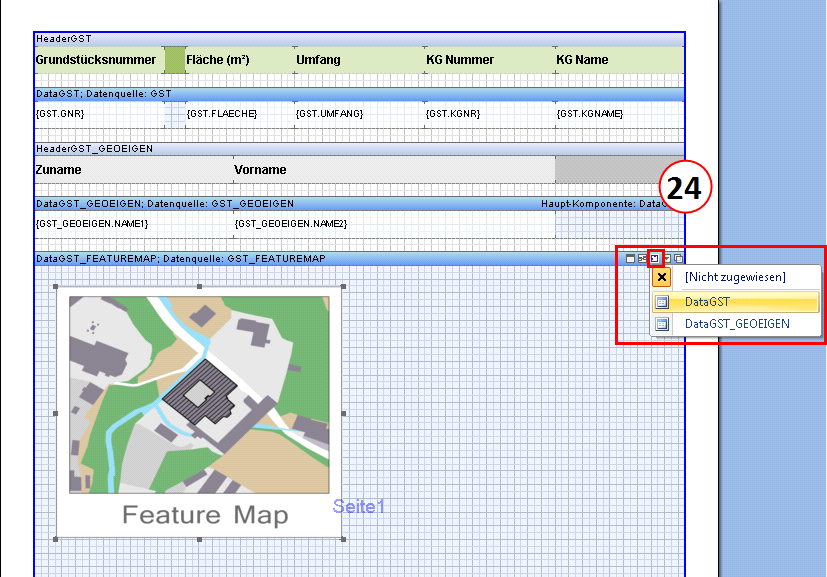 Zuweisen der Feature-Karte zum Datenband der Feature-Class