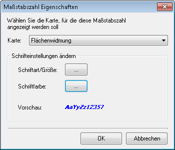 Maßstabszahleinstellungen für die Feature-Karte Flächenwidmung