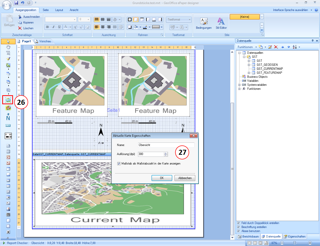 Einfügen der aktuellen Karte