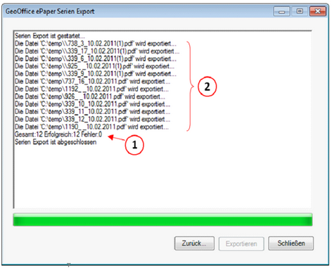 GeoOffice ePaper Serien Export Dialog