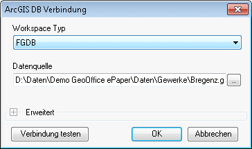ArcGIS Workspace Typ wählen