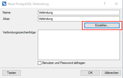 Neue PostgreSQL-Verbindung anlegen