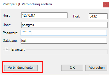 Angepasste Einstellungen inkl. Passwort