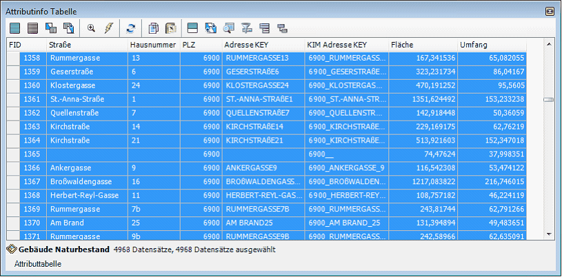Attributinfo Tabelle - alle auswählen