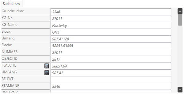 Sachdatenanzeige Sachdatenanzeige