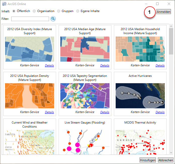 ArcGISOnlineDaten hinzufügen
