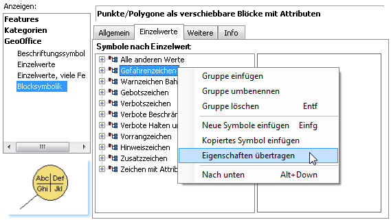 Eigenschaften übertragen